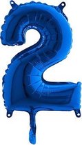 Folieballon cijfer 2 blauw (35cm)
