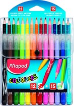 Color'Peps COMBO PACK - 12 viltstiften LONG LIFE + 15 kleurpotloden - in etui