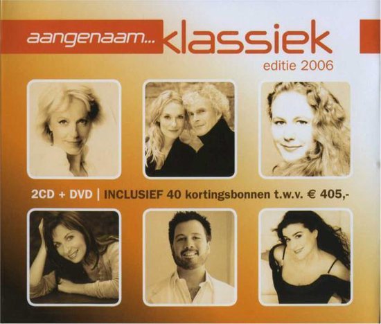 Cover met zes portretten van klassieke musici, uitgave "Aangenaam Klassiek editie 2006"