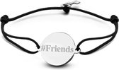 Key Moments 8KM-BE0003 - Armband met stalen tekst bedel en sleutel - #Friends - one-size - zilverkleurig