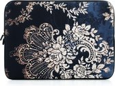 Laptop sleeve tot 15.4 inch met barok print – Zwart/Zandkleur