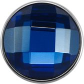 Quiges - Dames Click Button Drukknoop 18mm Facet Geslepen Glas Blauw - EBCM047