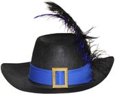 PTIT CLOWN - Blauwe en zwarte musketier hoed voor kinderen - One Size