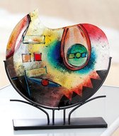 Glazen siervaas Colorconfuso - Tafelvaas - Decoratieve vaas op standaard - 49 cm hoog