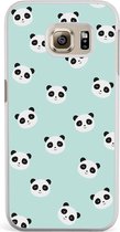Casimoda® hoesje - Geschikt voor Samsung Galaxy S6 Edge - Panda's - Zwart TPU Backcover - Panda - Mint