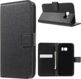 Grain lederlook wallet case hoesje Samsung Galaxy S7 zwart
