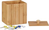 Relaxdays opbergbox met deksel - kleine houten kistje - voorraadbox - kist bamboe hout
