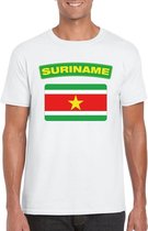 T-shirt met Surinaamse vlag wit heren S