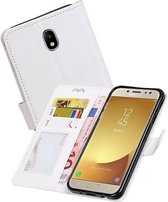 Hoesje Geschikt voor Samsung Galaxy J7 2017 - Portemonnee hoesje booktype wallet case Wit