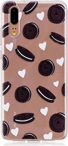 Shop4 - Huawei P20 Hoesje - Zachte Back Case Koekjes Transparant