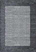 Hoogpolig shaggy vloerkleed 200x290cm  grijs lijstmotief