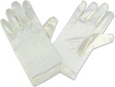 Gebroken witte satijnen gala handschoenen voor kinderen