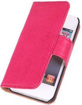 BestCases Apple iPhone 4/4s - Echt Leer Bookcase Roze - Lederen Leder Cover Case Wallet Hoesje