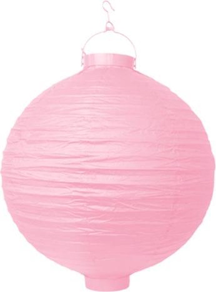 Partydeco - Decoratieve lampion licht roze LED 30cm - Lampion sint maarten - lampionnen - Sint maarten optocht - lampionnen papier