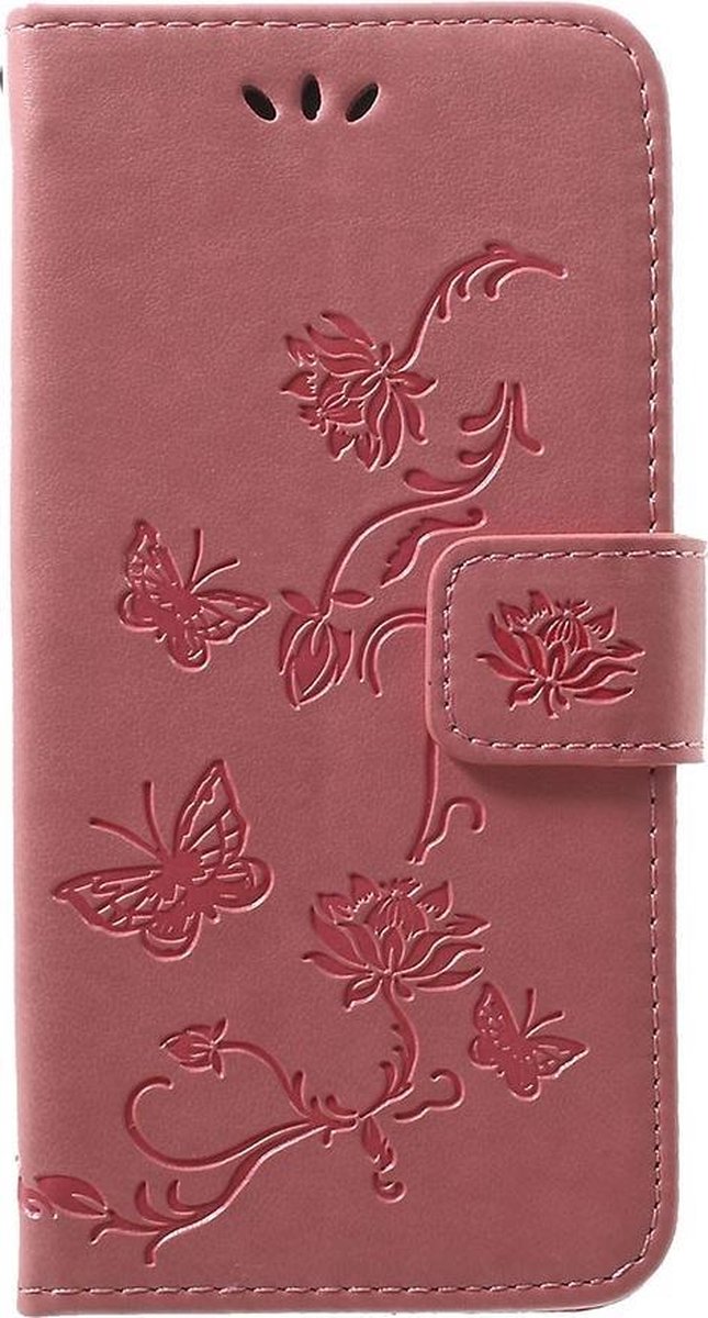 Bloemen & Vlinders Book Case - Geschikt voor Samsung Galaxy A40 Hoesje - Pink