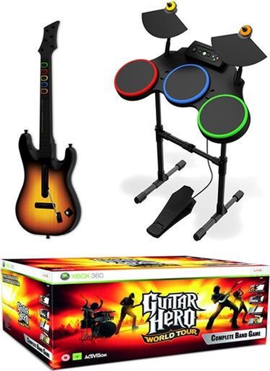 xbox 360 guitar hero world tour guitar kit bundle set