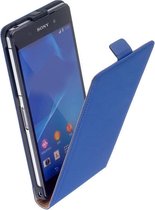 Sony Xperia M4 Aqua Leder Flip Case hoesje Blauw