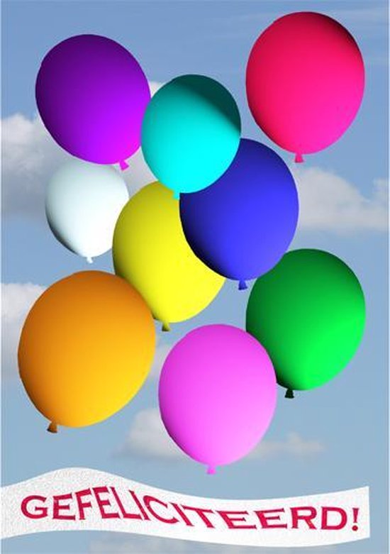 Grote kaart A4 - gefeliciteerd! - ballonnen | bol.com