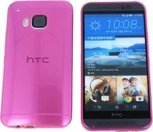 HTC one M9, 0.35mm Ultra Thin Matte Soft Back Skin case Transparant Neon Roze Pink