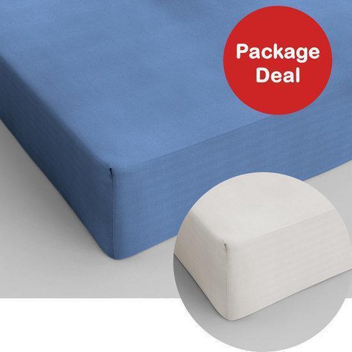 Package Deal 2x Dreamhouse Bedding Hoeslaken Katoen 80x200 - Blauw - Crème