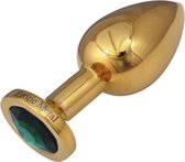 Metalen Butt plug goud kleurig met steen 38 mm