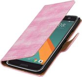 Roze Mini Slang booktype wallet cover hoesje voor HTC 10