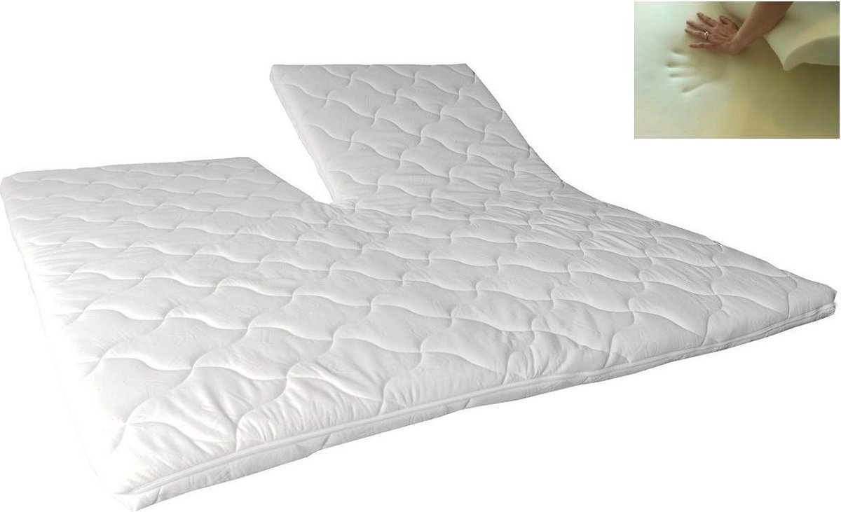 Slaaploods.nl Splittopper - Traagschuim Comfort - 140x220 cm - Dikte 8 cm Wit