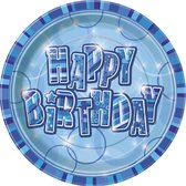 Set blauwe Happy Birthday borden - Feestdecoratievoorwerp