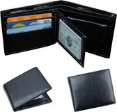 Zwarte Heren Portemonnee - Heren - Billfold - Portefeuille - Zwart - 10 pasjes