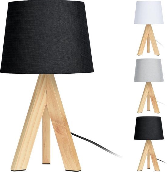Tafellamp houten voet wit | bol.com