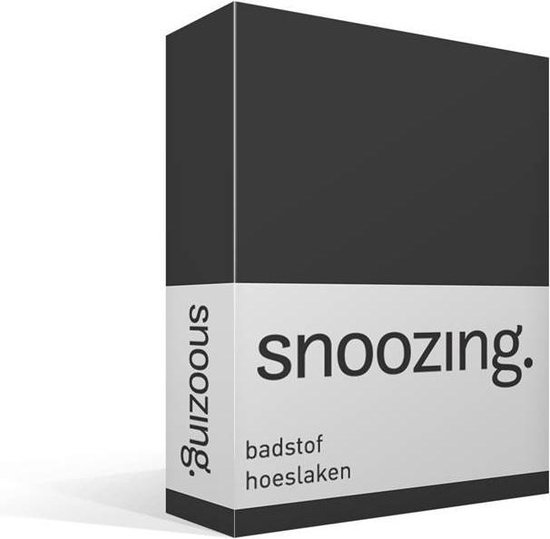 Snoozing - Badstof - Hoeslaken - Tweepersoons - 120/130/140x200 cm - Antraciet