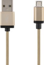 DELTACO MICRO-111 Micro-USB naar USB Kabel Gevlochten Nylon - 1 meter - Goud