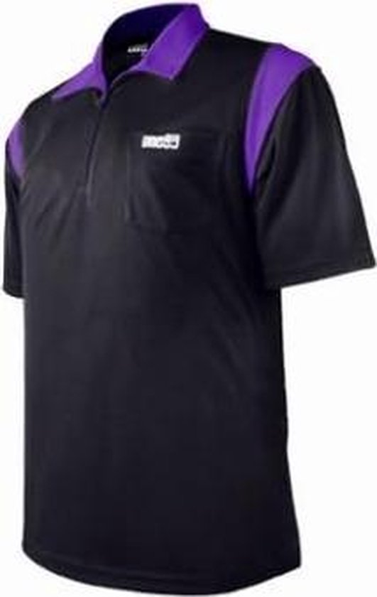 One80 Dartshirt Zwart met Paarse accenten Per stuk Medium