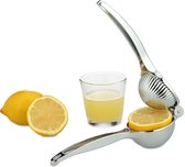 relaxdays handmatige citruspers - fruit juicer - pers voor sinaasappelsap - zilver