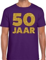 50 Jaar goud glitter verjaardag t-shirt paars heren S