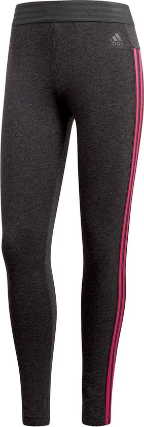 adidas Essentials 3-Stripes Sportlegging - Maat S - Vrouwen - donker grijs/  roze | bol.com