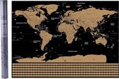 Home & Comfort wereldkaart - scratch map - kraskaart - krasmap - zwart/goud - met koker - 82,5 x 59,5 cm