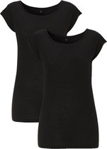 bamboe shirts dames 2-pack S zwart