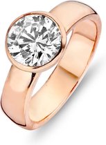 Silventi 943283556 58 Zilveren Ring - Zirkonia rond - 8 mm - Rosékleurig