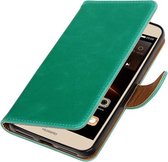 Groen Pull-Up PU booktype wallet hoesje voor Huawei Y6 II Compact