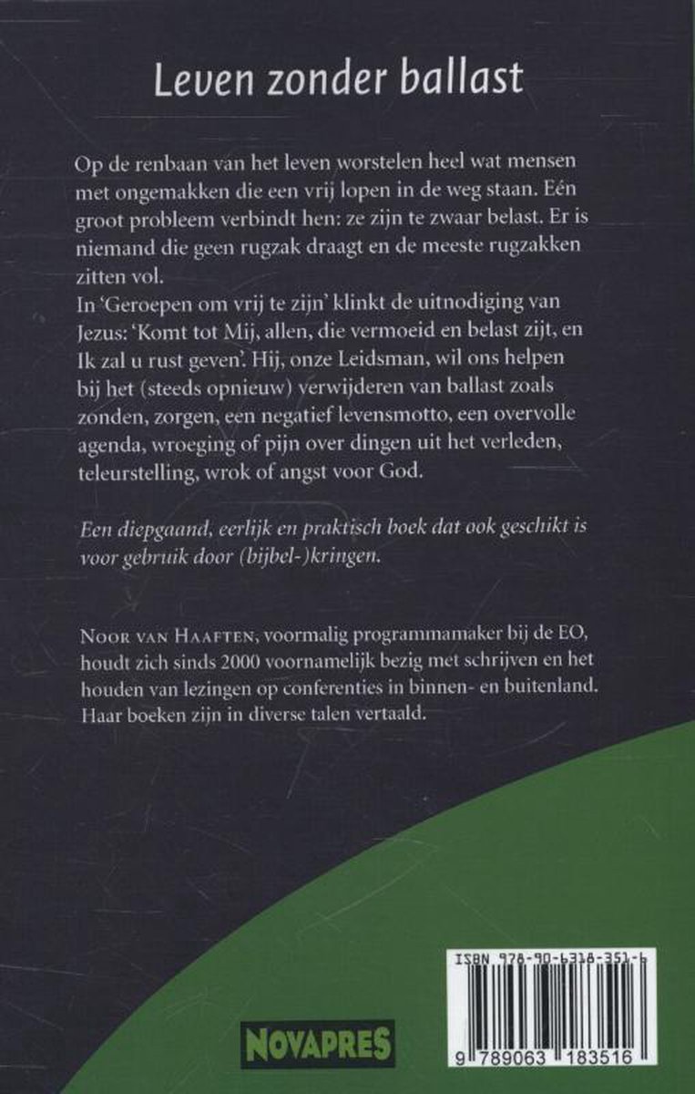 Geroepen om vrij te zijn - back cover