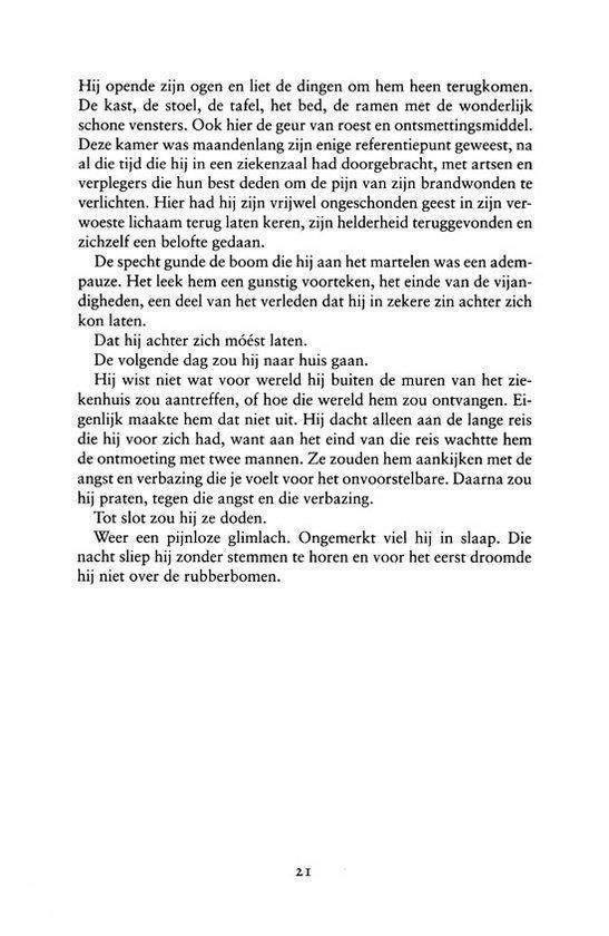 Tekstpagina met een verhaal over een man die terugkeert naar huis en zijn herinneringen verliest.