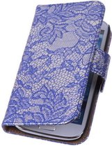 Blauw Lace Design Booktype / Wallet / Case / Cover Hoes Samsung  Galaxy Core LTE G386F