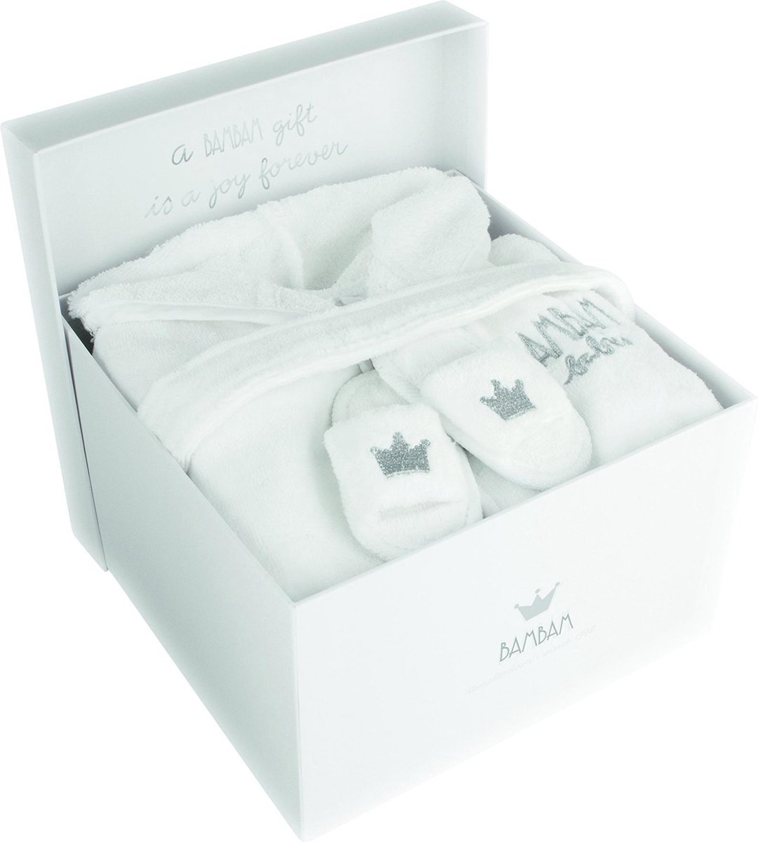 Goedkoopste BamBam Cadeaudoos Bad - Badjasje, Hotel Slippers - Wit - Baby cadeau