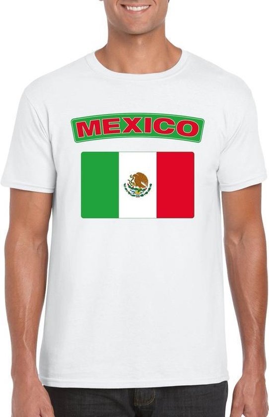 T-shirt met Mexicaanse vlag wit heren L