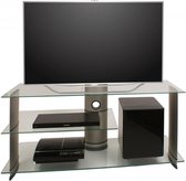 TV meubel kast Subuso 120 cm verrijdbaar zilver/helder glas