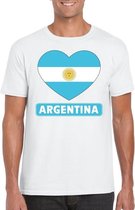 Argentinie hart vlag t-shirt wit heren 2XL