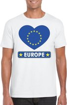 Europa hart vlag t-shirt wit heren XL