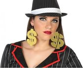 Gouden dollar teken oorbellen voor rapper/pimp kostuum - carnaval verkleed accessoires