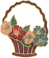 Behave® Panier broche femme avec fleurs violet - épingle décorative en émail - épingle à écharpe 4 cm